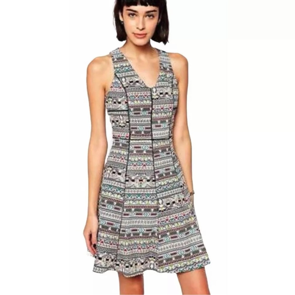 Anthropologie Greylin Geo Aztec cutout back fit & flare Dress